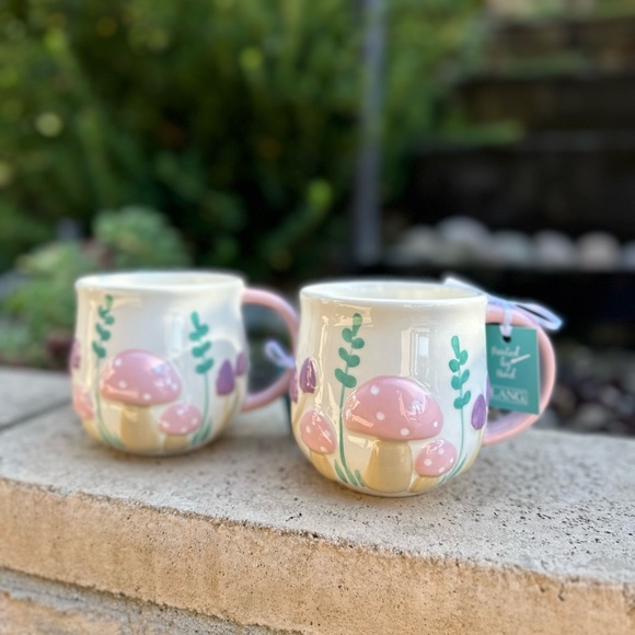 Lang pastel mushroom mugs set of 2 retro vintage new HTF viral tik tok - Picture 6 of 14